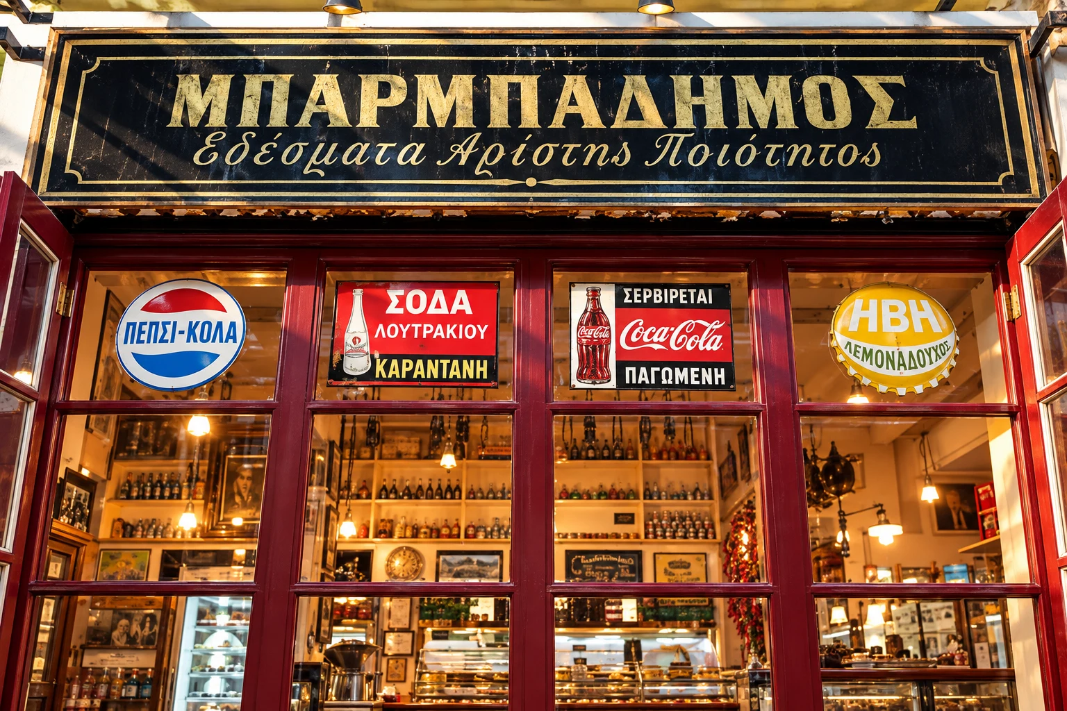 Η παραδοσιακή πρόσοψη του Μπαρμπαδήμου με τη χαρακτηριστική επιγραφή